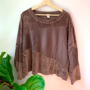 J. Jill velvet and wide ribbed knit cropped pullover